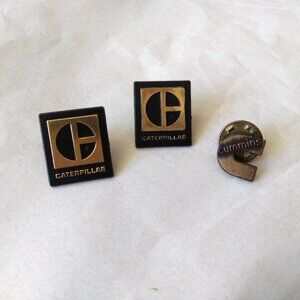 Cummins and Caterpillar Lapel Pins Lot of 3 Truck Engine Machinery Collectibles